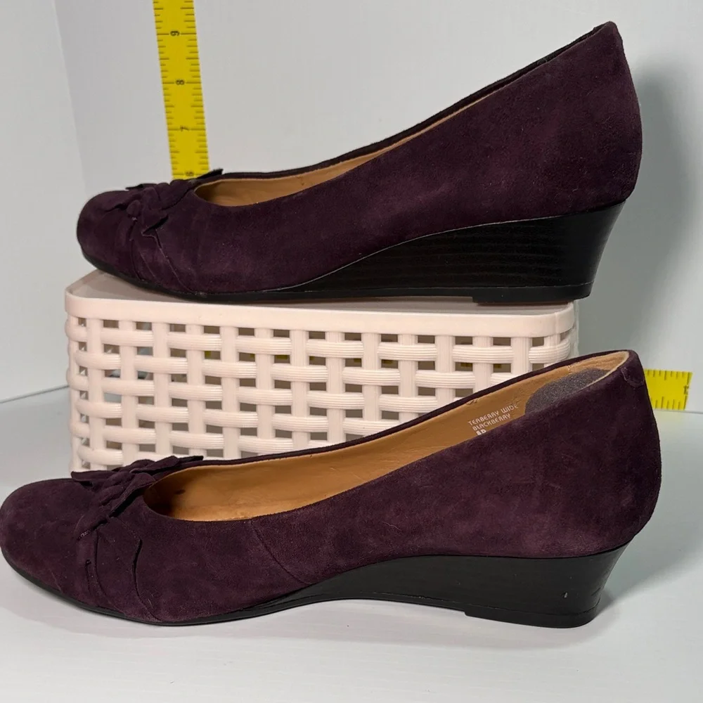 Earth suede Chic Plum Wedge‎ Shoes arch support size 8. Fc5